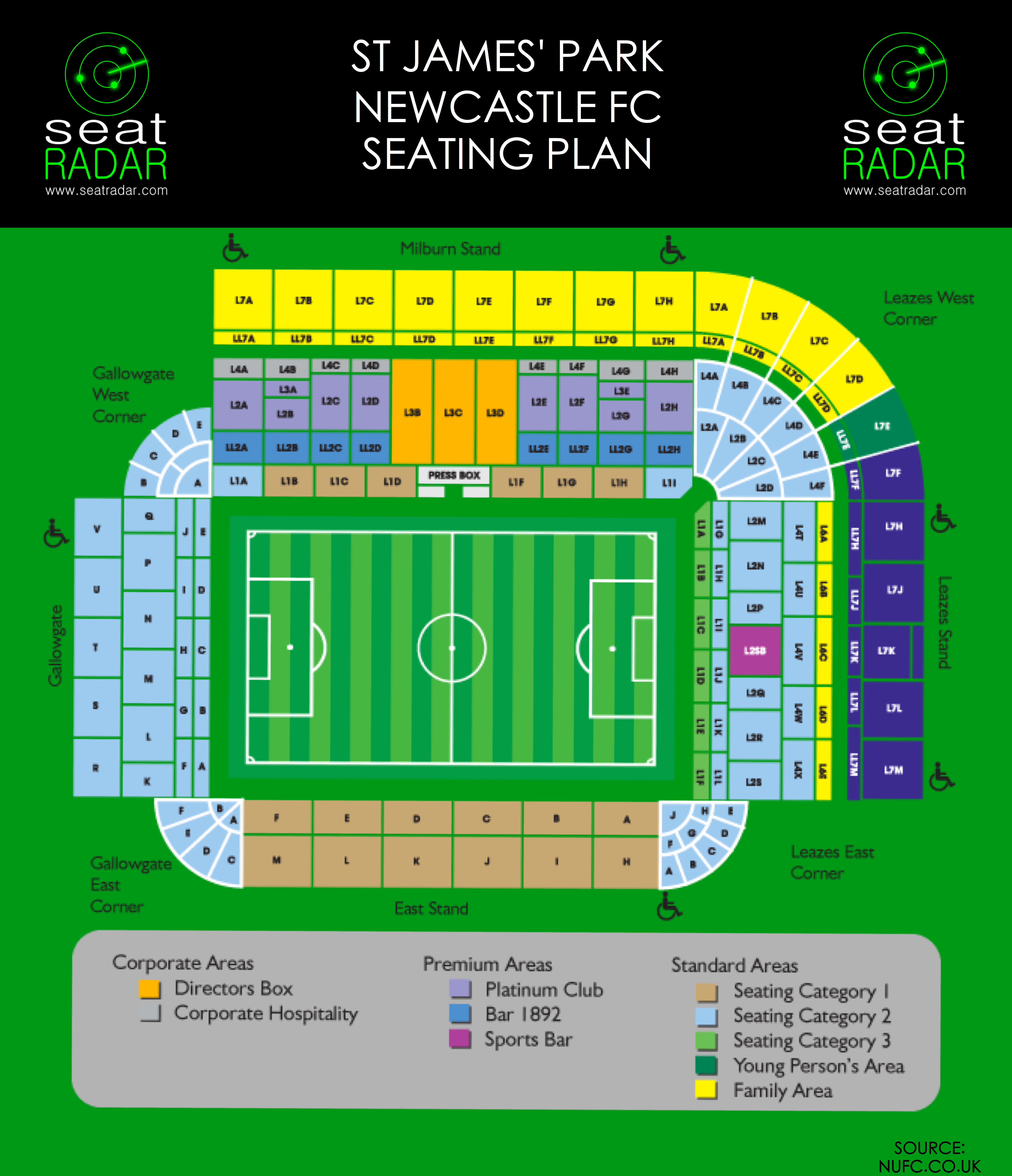 St James Park (Newcastle) Seating Plan (Temporary)