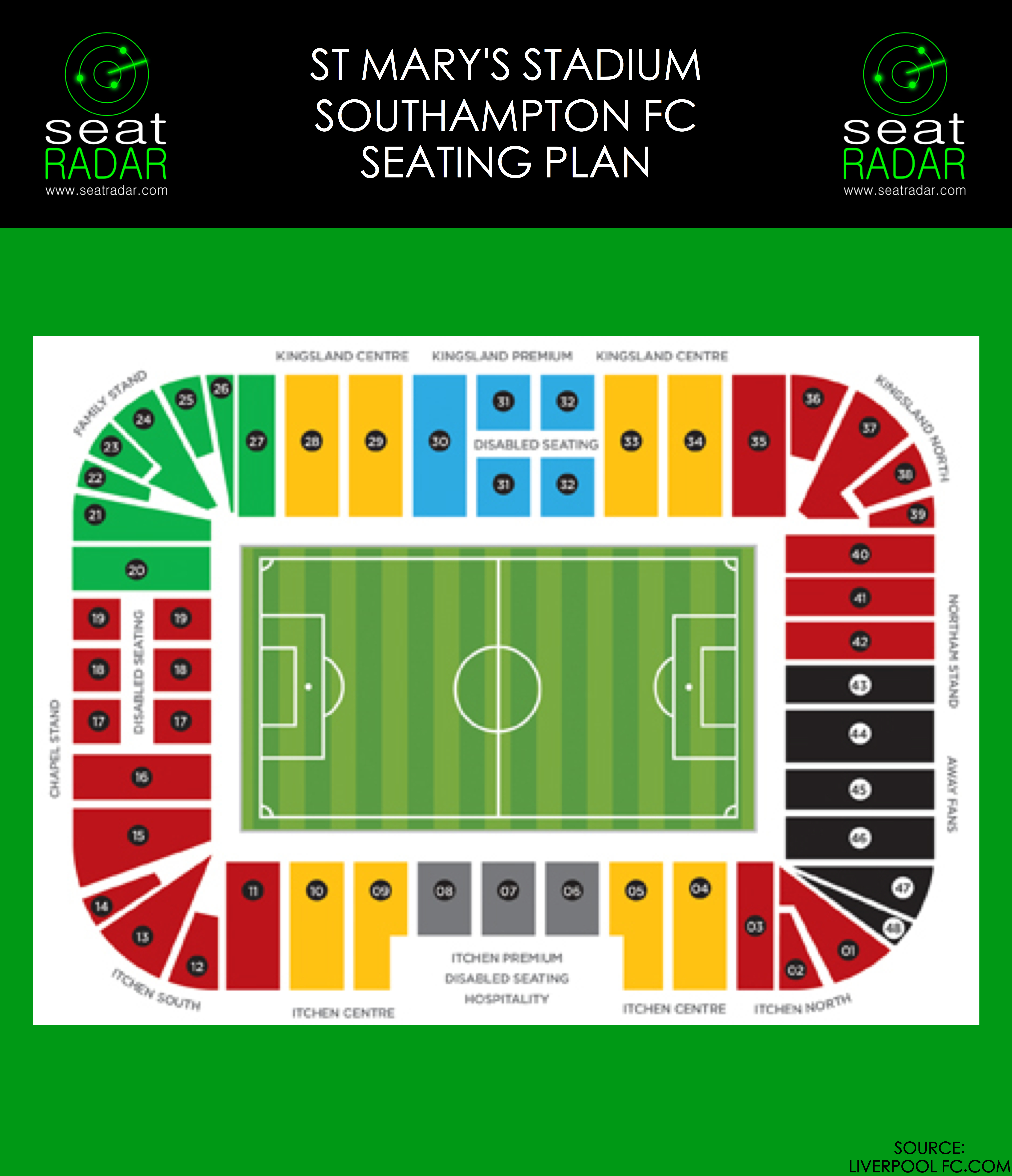 St Mary's Stadium (Southampton) Seating Plan (Temporary)