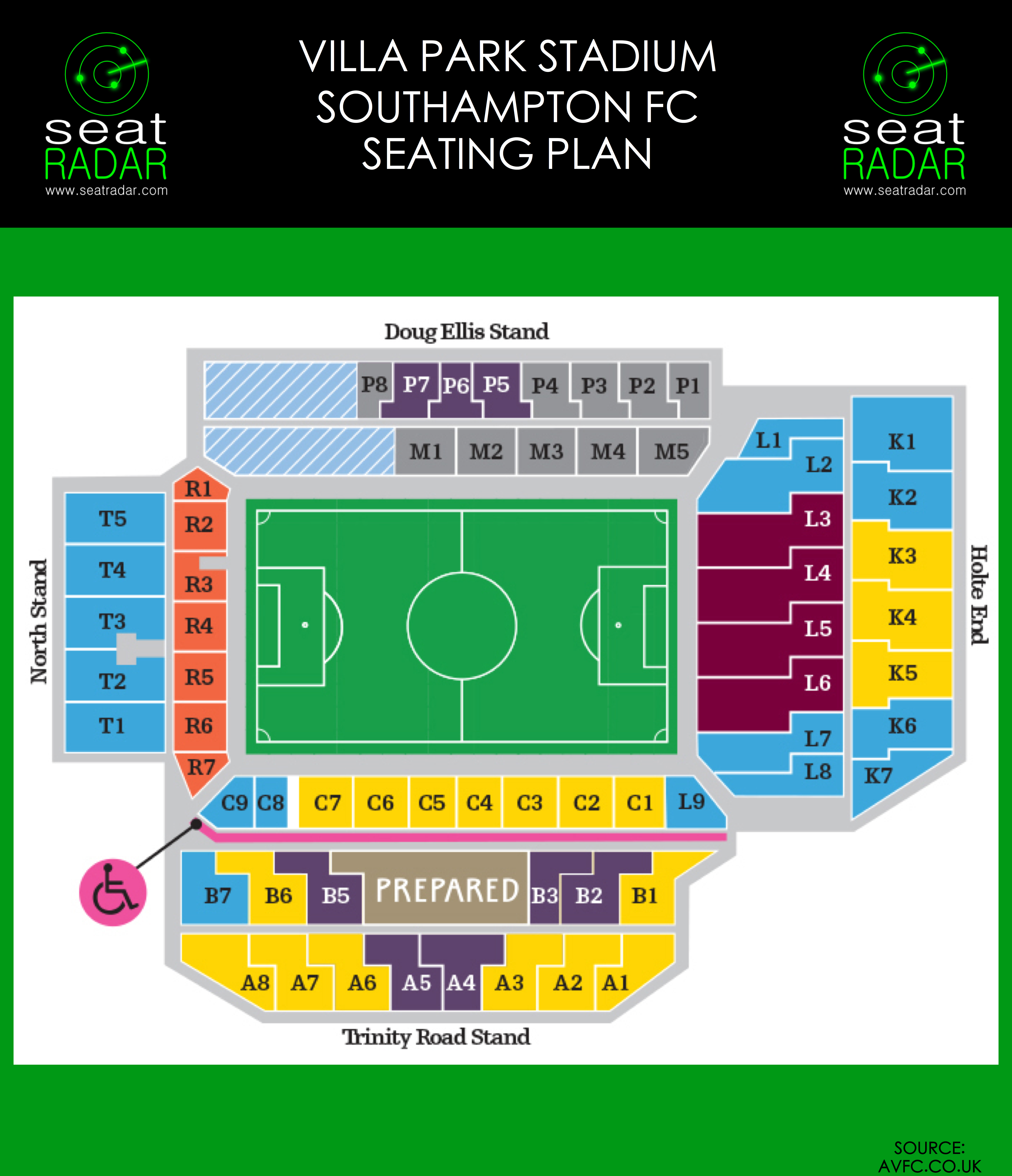 Villa Park (Aston Villa) Seating Plan (Temporary)