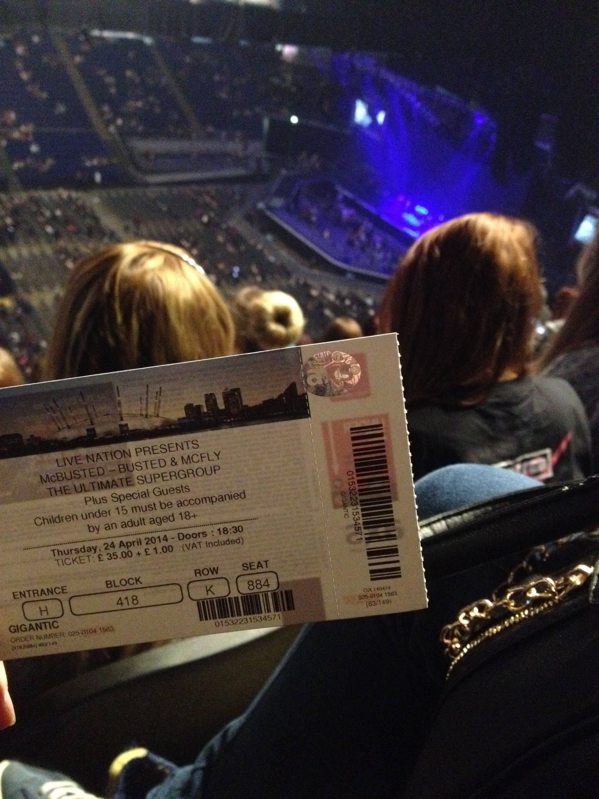View from O2 Arena (London) Block 418 Row K Seat 884